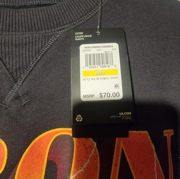 Under Armour Mens Project Rock Iron Paradise Cutoff Sweatshirt 1367037-010 Med - Picture 2 of 4